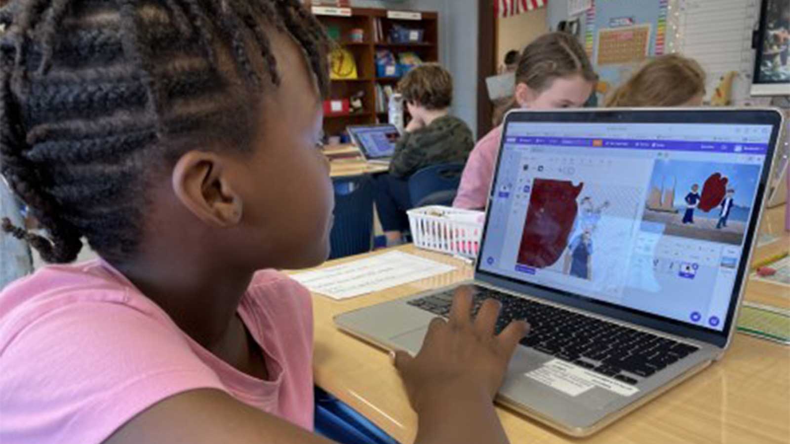 Third and fourth grade students are blending history and technology in an interdisciplinary project using the Scratch coding program.